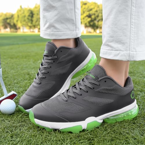 THESTRON New Men Golf Shoes 8 Spikes Professional Outdoor Golf Sport Sneaker for Men (13,Black Yellow)