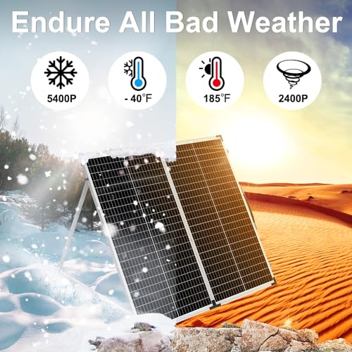 DOKIO Portable Foldable 100W 18v Solar Suitcase Monocrystalline, Folding Solar Panel Kit with Controller to Charge 12 Volts Batteries (AGM Lead/Acid Types Vented Gel) RV Camping Boat