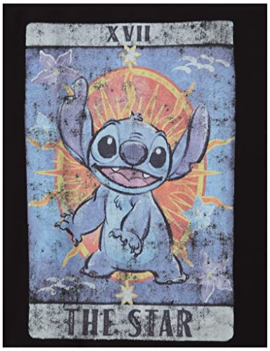 Disney Girl's Stitch Tarot T-Shirt, Black, X-Small