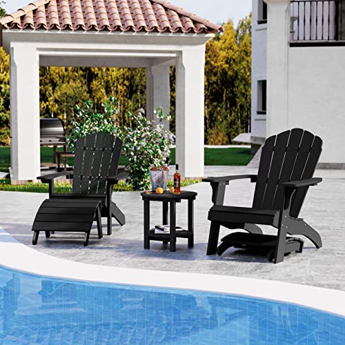 YEFU Adirondack Ottoman, Patio Foot Rest, Adirondack Foot Rest, Folding Adirondack Footstool, Weather Resistant for Adirondack Chair, Widely Used for Outdoor, Porch, Backyard, Garden, Fire Pits-Black