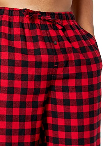 Amazon Essentials Men's Flannel Pajama Pant (Available in Big & Tall), Red Buffalo Plaid, Large