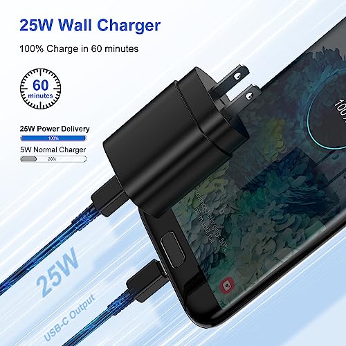 Type C Charger, 2 Pack 25W PD USB C Wall Charger Super Fast Charging Block & 3ft Android Phone Charger Cable for Samsung Galaxy S23 S22 S21 S20 Plus Ultra, Note 20 10 9 8/ S10 S9 S8 Pixel 6 5 4 Pro XL