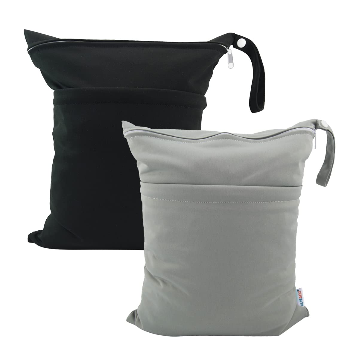 ALVA ALVABABY 2pcs Cloth Diaper Wet Dry Bags Waterproof Reusable with Two Zippered Pockets Travel Beach Pool Daycare Soiled Baby Items Yoga Gym Bag for Swimsuits or Wet Clothes L2629