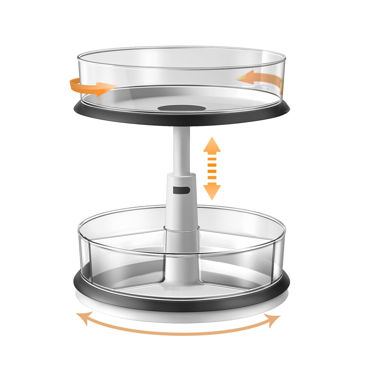 FDWYTY Lazy Susan Organizer, 11 Inch Turntable Spice Rack Organizer with 4 Removal Bins for Kitchen, Pantry, Countertop, Cabinet, Table - Adjustable Height, Non-Skid Base, 2 Tier, 1 Pack