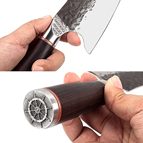 HomeEase Butcher Knife, Viking Knife with Sheath Heavy Duty Boning Knife Meat Cleaver Chopper Hand Forged High Carbon Steel Sharp Chef Knives for Kitchen Outdoor Camping with Gift Box