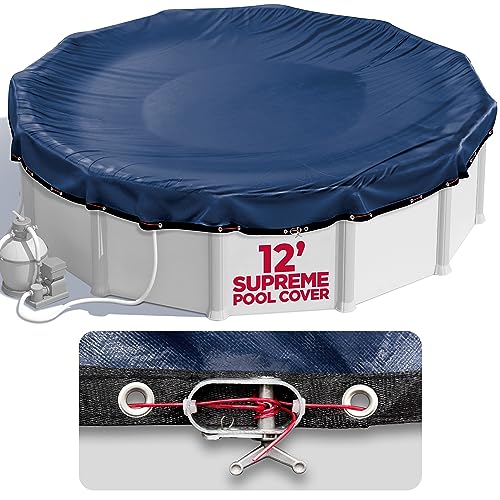 10 x 15 ft Oval Pool Covers for Above Ground Pools, Oval Winter Pool Cover, Swimming Pool Cover, Keeps Out Debris, Cold and UV Resistant, Supreme Mesh, Navy Blue