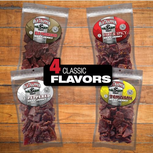 Old Trapper Beef Jerky, Hot & Spicy 10-Ounce Individual Pack, Tender and Spicy Meat Snacks for Lunches or Between Meals, 11 Grams of Protein and 70 Calories per Ounce (Pack of One)