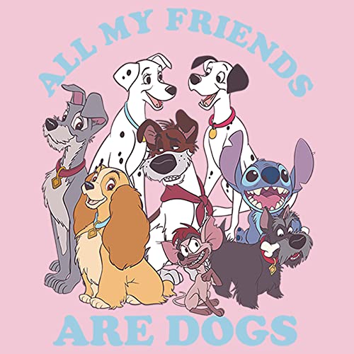 Disney Classic Multi Franchise Dog Friends Girl's Solid Crew Tee, Light Pink, X-Small