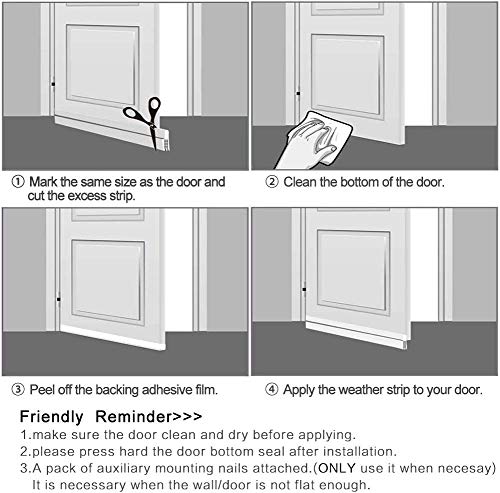 [New Upgrade] Door Draft Stopper Door Sweep, 3-2/5"W Widened Door Sweep Seal Gap Up to 1-4/5" for Interior & Exterior Doors - Keeping Draft, Noise, Dust and Unwanted Animals Out,3-2/5"W x 39" L,White…