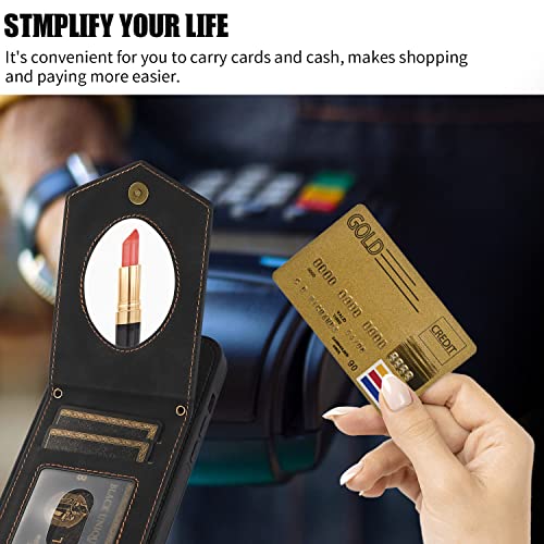 Phone Case for Samsung Galaxy S20 FE 5G 6.5 inch Wallet Cover with Screen Protector and Mirror Card Holder Crossbody Strap Cell S 20 EF UW S20FE5G S20FE 20S S2O Fan Edition 4G G5 Women Girls Men Black