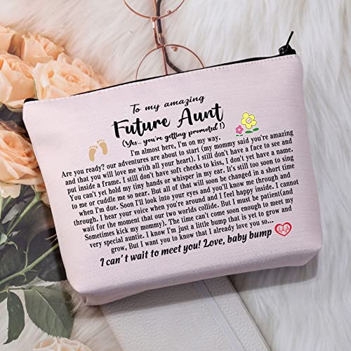 CMNIM Future Aunt Gifts Aunt Announcement Gifts New Aunt Makeup Bag Auntie To Be Gifts Aunt Cosmetic Bag (Future Aunt Makeup Bag)