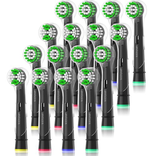 Wetqaip Replacement Heads Compatible with Oral b Braun Electric Toothbrush, Toothbrush Heads for Pro 1000 500 1500 Health Genius X, 8 Sensitive+8 Precision+16 Cover Caps-Black