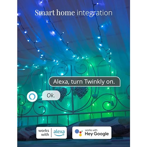 Twinkly Strings 100 LED RGB, LED Light String for Outdoor and Indoor, LED Lights Smart Multicolor, Compatible with HomeKit, Alexa and Google Home, LED Gaming, IP44, App Controlled, Green Wire, 26.2ft