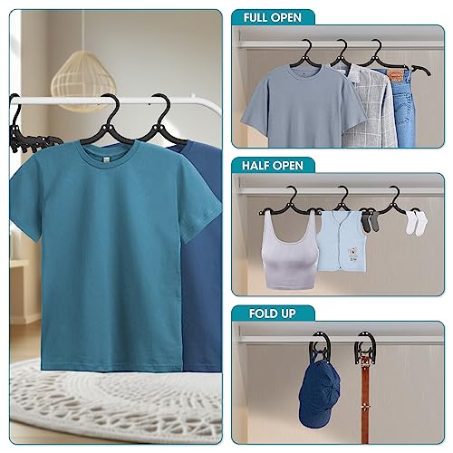 30 Pcs Travel Hangers Portable Foldable Travel Hanger Organizer, Plastic Travel Accessories Essentials Clothes Drying Rack Folding Hangers for Traveling Camping Flying RV Cruises Suitcase, Black