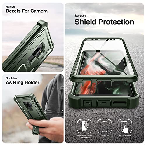 Dexnor for Samsung Galaxy S9+ Plus Case, [Built in Screen Protector and Kickstand] Heavy Duty Military Grade Protection Shockproof Protective Cover for Samsung Galaxy S9 Plus Army Green