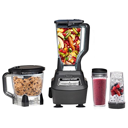 Ninja Blender, Food Processor, Blender for-Smoothies, Includes Pitcher, Smoothie Cup, and 8-Cup Bowl, Salsa, Dough, Shakes, Slush, and Frozen Drinks, Mega Kitchen System, 120 Volts, Black, BL770AMZ