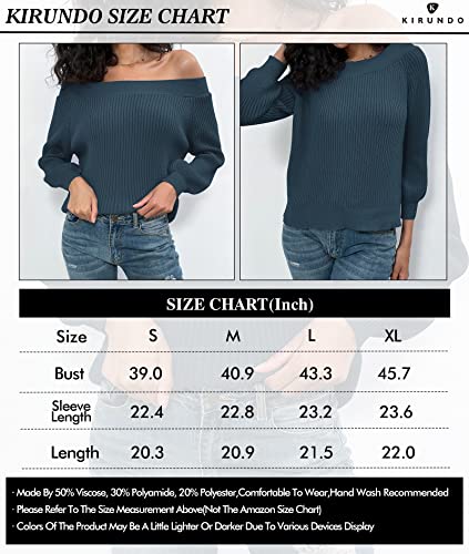 KIRUNDO 2024 Fall Winter Women's Off Shoulder Sweater Long Sleeve Cold Shoulder Ribbed Knit Sweaters Pullover Jumper Tops(Apricot, Small)