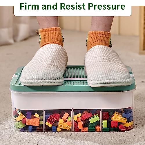POSHIGE Stackable Toys Organizer Storage Case, Stackable Storage Container with 16 Big Compartments, Storage Box Compatible with Lego Storage Organizer, Calico Critter, Hot Wheels, Mini Action Figures