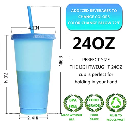 Alohastarttg 16oz Hot Coffee Color Changing Mugs,Color Changing Cups with Lids,BPA Free,Reusable Plastic Cups,Heat Color Changing Tumblers,For Weddings, Water, Juice, Soda, Coffee,Set of 12