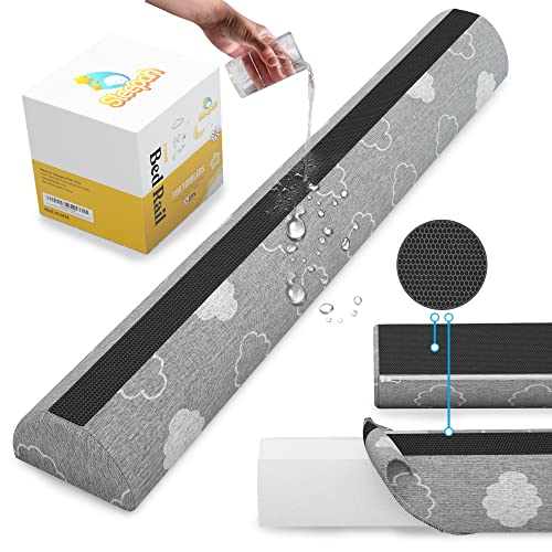 Bed Bumpers for Toddlers Memory Foam Rail Guards Waterproof Washable Dual Sided Non-Slip Soft Cover - Safety Guard Noodle Long Pillow Pads for King Queen Full Twin Beds (1 Pack)