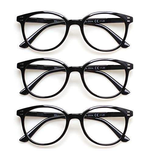 3 Pack Reading Glasses Spring Hinge Stylish Readers Black/Tortoise for Men and Women (Multicolor, 4.00)Medium