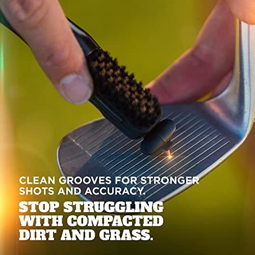 Frogger BrushPro Golf Club Cleaner with Ergonomic Grip and 2.5 ft. Retractable Cord, Gray - Sturdy Golf Club Brush and Groove Cleaner for Golfers