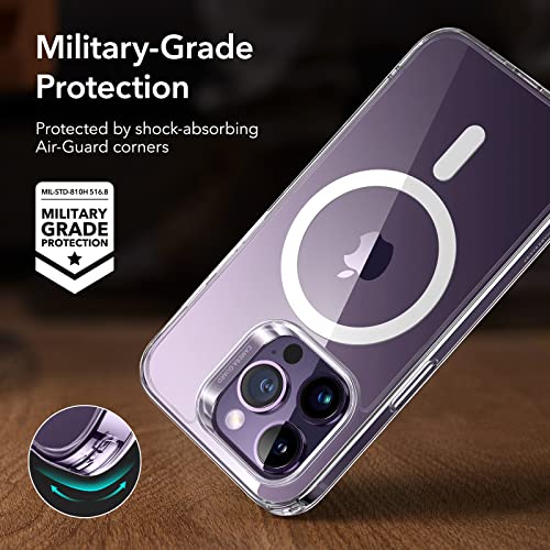 ESR for iPhone 14 Pro Case, Compatible with MagSafe, Shockproof Military-Grade Protection, Yellowing Resistant, Magnetic Phone Case for iPhone 14 Pro, Classic Hybrid Case (HaloLock), Clear