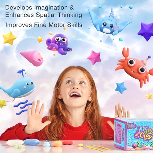Air Dry Clay 24 Colors, Soft & Ultra Light, Modeling Clay for Kids with Accessories, Tools and Tutorials
