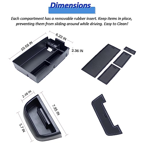 TOPINSTALL New Tray 2PCS Set Compatible with 2021-2024 Ford Bronco Sport Accessories, Armrest Storage Console Organizer Dash Tray Insert Phone Holder (Not for Escape & Bronco & 2025 Dashboard)