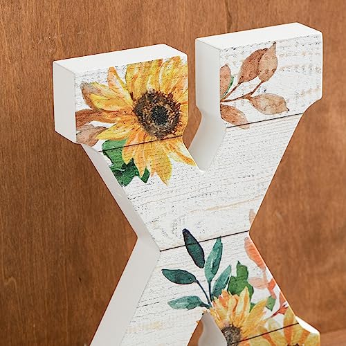 COLLECTIVE HOME - 10" Wood Lettes for Wall Decor, Sunflower Tabletop Alphabet Decoration, DIY Farmhouse Decor, Rustic Freestanding Monogram Block (W)