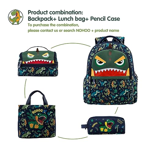 NOHOO Kids Lunch Bag, Insulated lunch bag Cooler Reusable Bilayer Lunch box tote for Women, Girls, Men, Boys, Schools, Offices, Work, Travel, Picnic,Party(Dinosaurs)