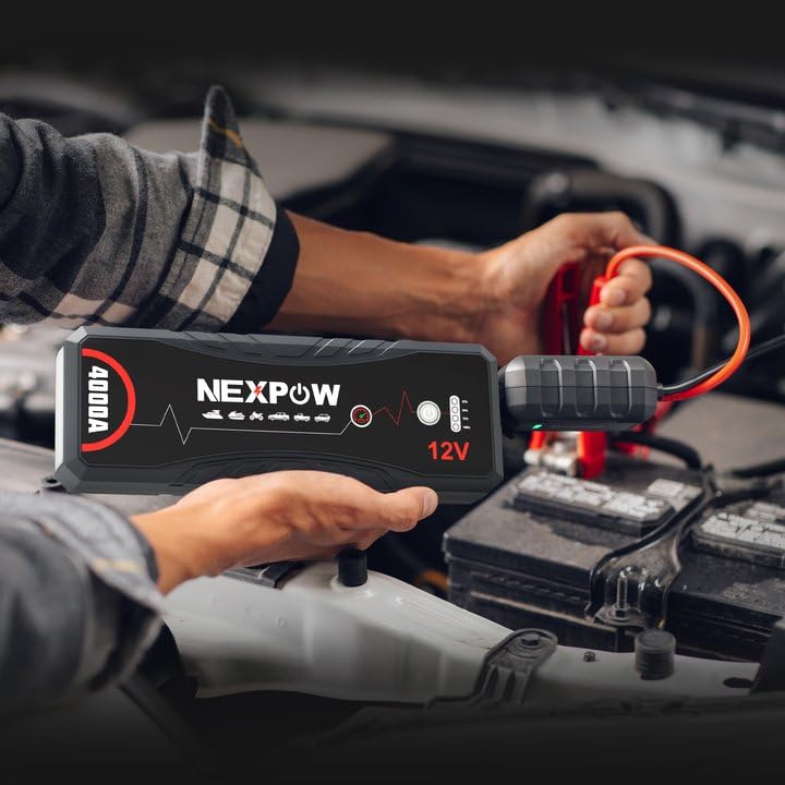 NEXPOW Car Jump Starter,Car Battery Jump Starter 4000A Peak Q11 Pack for Up to All Gas and 10.0L Diesel Engine12V Auto Battery Booster,Jumper Cables,Portable Lithium Jump Box with LED Light/USB QC3.0