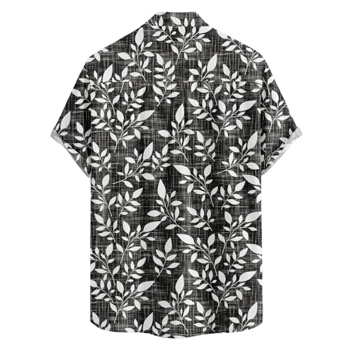 KEDJMY Hawaiian Shirt for Men Short Sleeve Beach Shirts Button Down Tropical Shirts Casual Aloha Shirts M Black Hawaiian Shirts for Men