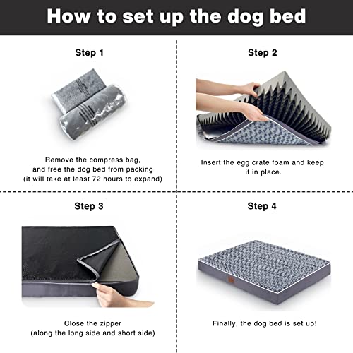 WESTERN HOME WH Medium Dog Bed for Medium Size Dogs, Orthopedic Pet Bed Waterproof Mattress with Removable Washable Cover, Thick Egg Crate Foam Dog Bed with Non-Slip Bottom