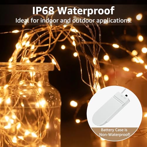 Olafus 16 Pack Fairy Lights Battery Operated, IP68 Waterproof Mini String Light, 7ft Small LED Bottle Light for Wedding Vase Centerpieces Table Decorations Christmas Indoor Party Jars Gift Cool White
