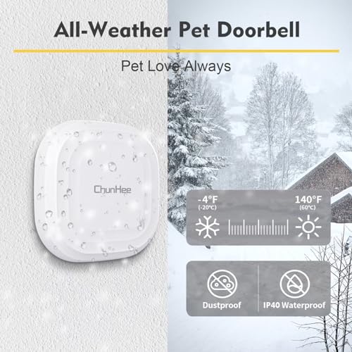 ChunHee Smart Dog Door Bell Wireless Puppy DoorBell for Potty Training, Dog Bells to Go Outside, Bell for Dogs to Ring to Go Potty Adjustable (0-110dB),1000FT Range, IP65, 55 Melodies [New 2024]