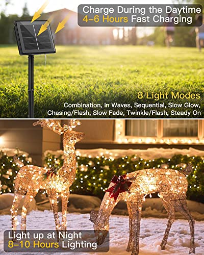 Brightown Orange Lights, 9.8Ft 120 LED Solar Fairy Lights, Halloween Lights Outdoor with 8 Modes, Waterproof Twinkle Fall Lights for Patio Yard Trees Party, Black Wire