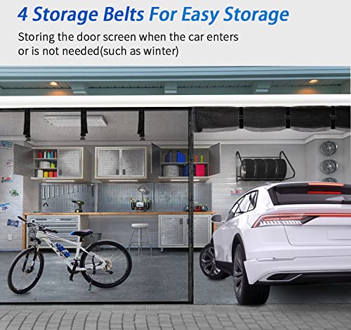 Garage Door Screen for 2 Car 16x8FT, Magnetic Screen Garage with Retractable Fiberglass Mesh and Heavy Duty Weighted Bottom, Easy Assembly & Pass,Hands Free Screen Door w/ 44 Magnets for Garage/Patio