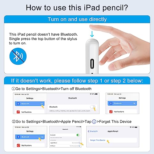 Stylus Pen for iPad, 13 mins Fast Charge for Apple iPad Pencil with Palm Rejection, Tilt Sensitivity, Work for 2018-2024 iPad Air 3/4/5/M2, iPad Mini 5/6, iPad 6/7/8/9/10, iPad Pro 11"/12.9"/M4