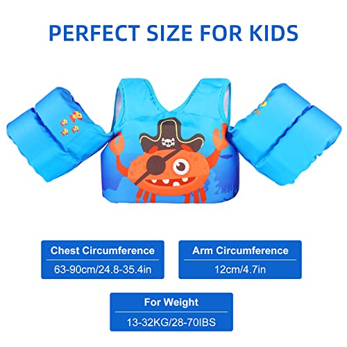 Welebar Swim Vest for Toddler, Suit for Kids 28-70 lbs, Floaties for Boys and Girls Swimming Aid, Training, Suit for Infant/Toddler/Children