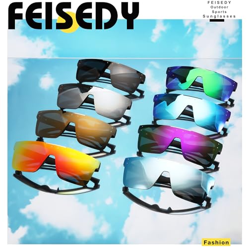 FEISEDY Men Women Sunglasses Polarized Oversized Square Vintage Cycling Running Fishing Golf Hiking Sports Sun Glasses B2990