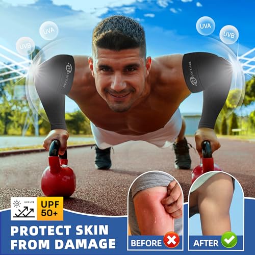 BHYTAKI Cooling Compression Arm Sleeves for Men Women,UPF50 UV Sun Protection Sleeves for Work Sport Tattoo Cover Up