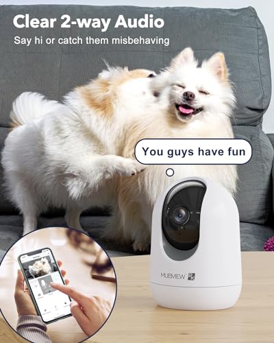 Indoor Security Camera 2K, Pet Camera with Phone App, WiFi Cameras for Home Security Camera for Dog/ Baby Monitor/Elder Pan Tilt, 2.4G, 24/7, 2-Way Talk, Human Detection, Motion Tracking, Cloud