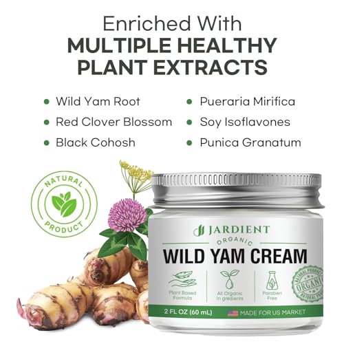 Jardient Wild Yam Cream Hormone Balance: Australia Barbara O'neill Recommended Organic Formula for Menopause Relief & Menstrual Support Like Hot Flashes Night Sweats