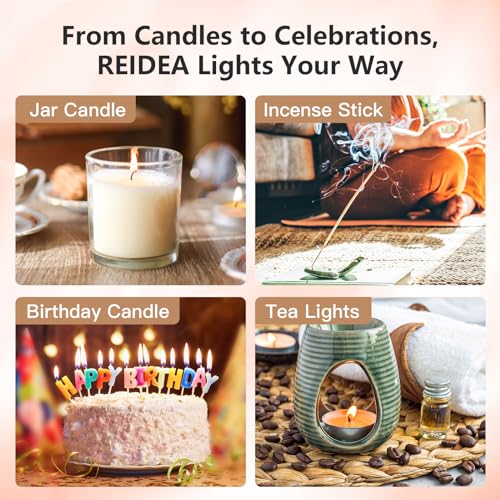 REIDEA Lighter S4 Pro Candle Lighter, Electric Lighters USB Rechargeable with Safety Switch Button and Power Indicator for Fireworks and BBQ Cooking, Fireworks, Family Use and Camping, Christmas