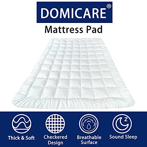 DOMICARE Twin Size Mattress Pad Cover Quilted Fitted Mattress Protector with Deep Pocket (8-21Inch), Cooling Mattress Topper Pillow Top-White