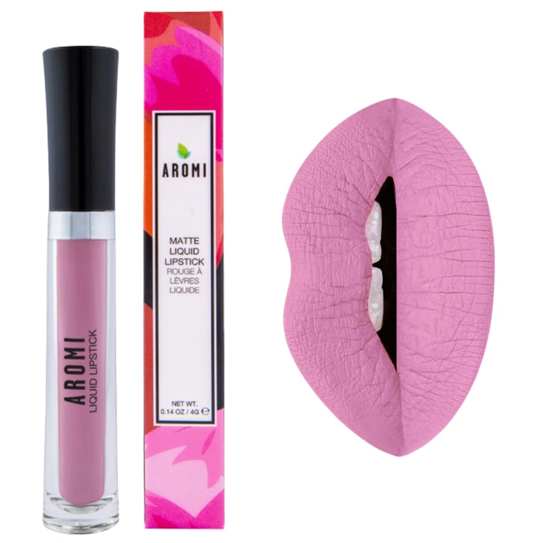 Aromi Matte Liquid Lipstick | Light, Baby Pink Lip Color with Blue Undertones, Long-lasting, Vegan, Cruelty-free, Smudge Proof, Waterproof (Ballet Slipper)