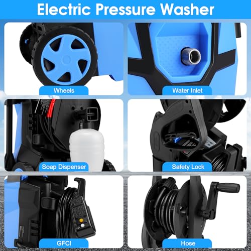 Power Washer Homdox HD 4000 Pressure Washer 1700W Electric Power Washer High Pressure Cleaner Machine with 4 Nozzles Foam Cannon,Best for Cleaning Homes, Cars, Driveways