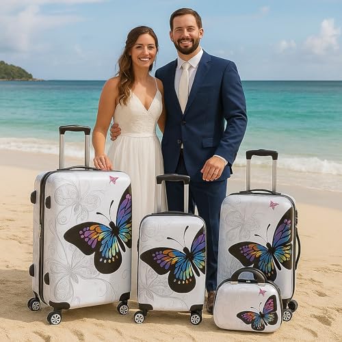 World Traveler Butterfly Luggage, 4-Piece Set