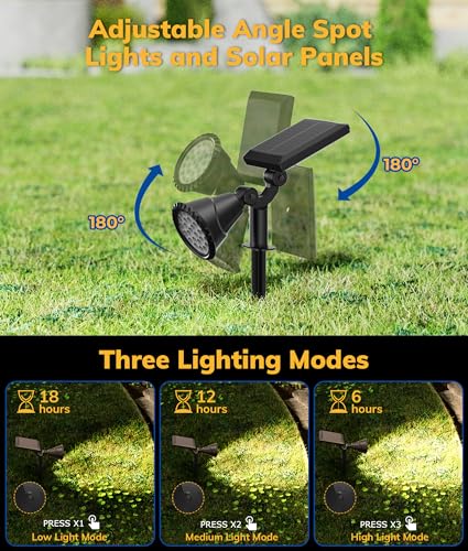 NBKLS Solar Spot Lights for Outside, 27 LED Outdoor Solar Lights for Yard, 4 Pack Solar Spotlights Waterproof Auto On/Off for Landscape, Wall, Garden, Pool, Tree, Pathway and Driveway(Warm White)